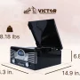 Victor Vintage 7-in-1 Turntable Music Center with Built-in Speakers, Bluetooth, Radio, USB, Turquoise - Image 2