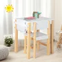 Costway Kids Drawing 2-Piece Activity Table and Chair Set, Natural/White - Image 2