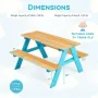 Blue Kids Picnic Table Kids Dining Table Set for 4 Wooden Bench Seats Backyard - Image 4