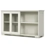 Topbuy Wooden Buffet Cupboard Kitchen Storage Sideboard Glass Sliding Door Cream White - Image 1