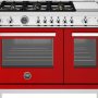 Bertazzoni - 48 in. Wide 6 Burner Professional Series Dual Fuel Freestanding Range - Electric self clean oven with griddle - Red - Image 1