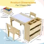 Kids Art Table and Chair Set with 2 Chairs Wooden Craft Table with Storage Shelves, Canvas Bins, Paper Roll, Kids Playroom Table - Image 4
