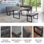 3-Piece Gray Dining Table Set 47.2 in. Rectangle Table, 1 Left Seat Bench and 1 Bench (Gray) - Image 6