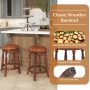 24/29 Inch Swivel Bar Stool Set of 2 with Upholstered Seat and Rubber Wood Frame - Image 6