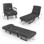 Costway Folding 6 Position Armchair Lounge Couch Convertible Sleeper Bed w/ Pillow Gray - Image 3