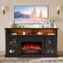 SESSLIFE Fireplace TV Stand for 65 Inch TV, LED TV Console with 23''Electric Fireplace, Entertainment Center Television Table for Living Room or Bedroom, Black - Image 1