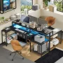 Minaya LED Gaming Desk with Power Outlet, L-Shaped Computer Desk with Monitor Stand - Image 6