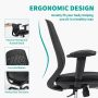 Office Chair,Ergonomic Office Chair, Tilt Back Home Office Desk Chair with Lumbar Support,Ergonomic Computer Chair with Adjustable Armrest, Swivel Comfortable Office Desk Chair on PA Wheels,Black - Image 3