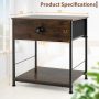 2 Tiers Nightstand with Open Storage Shelf for Living Room, Bedroom - Image 5