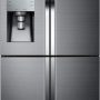 Samsung - 36 in. Wide 28.1 Cu. Ft. 4-Door Flex French Door Fingerprint Resistant Refrigerator - Black Stainless Steel - Image 1