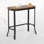 Narrow End Table with Rustic Wood Grain and Stable Steel Frame - Image 4