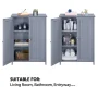 Alden Design Free Standing Storage Cabinet with Doors and Adjustable Shelves, Gray - Image 5