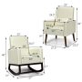 Beige 2-in-1 Fabric Upholstered Rocking Chair with Waist Pillow - Image 5