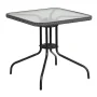 Flash Furniture Barker 28'' Square Tempered Glass Metal Table with Gray Rattan Edging - Image 1