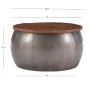 Wagner Metal 22.5 in. Large Brass Round Wood Top Coffee Table with Storage - Image 3