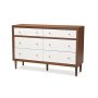 Baxton Studio Harlow Mid-century Modern Scandinavian Style White and Walnut Wood 6-drawer Storage Dresser - Image 6