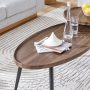 Danya B. Paxton Living Room Nesting Raised Lip Edge 2 Piece Coffee Table Set with Modern Black Metal Taper Legs - Round and Oval - Walnut - Image 6