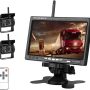 EVERSECU 2pcs Wireless Vehicle Backup Cameras Plus 7" Monitor Parking Assistance System for RV/SUV/Van/Pickup/Truck/Trailer Rear/Side/Front View System Switchable - Image 1