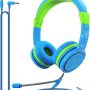FosPower Kids Headphones with LED Cat Ears (85dB Safe Volume Limit), 3.5mm Soft On-Ear Wired Headphones with Tangle-Free Laced Cables for iPad/Tablet/School/Travel - Hot Pink/Purple - Image 2