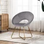 Vanezza 28.35" Wide Modern Faux Suede Accent Chair with Metal Legs - Image 3
