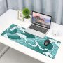 Japanese Green and White Wave Gaming Mouse Pad XL, Non Slip Rubber Base Mousepad, Stitched Edges Desk Pad, Extended Large Mice Pad,31.5 X 11.8 Inch - Image 6