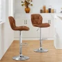 Alden Design Adjustable Counter-Height Faux Leather Modern Bar stools, Set of 2, White - Image 2
