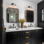 KSANA Black Bathroom Light Fixtures, 2 Light Matte Black Vanity Lights for Bathroom with Seeded Glass Globe, 14" Modern Farmhouse Bathroom Lights Over Mirror - Image 3