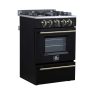 Forno Appliances - 24 in. Wide 4 burner Breno 2.3 Cu. Ft. Freestanding Gas Range with Antique Brass Accents - Black - Image 4