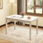 48-Inch Cream White Wooden Dining Table for 4 People Rectangular Kitchen Table with Rubber Wood Legs - Image 1