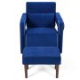 Blue Modern Berber Fleece Accent Chair with Ottoman and Waist Pillow for Living Room - Image 3