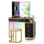 Vanity Table Set with RGB LED Lights and Wireless Charging Station - Image 3