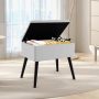 Gray Velvet Storage Ottoman with Solid Wood Legs for Living Room Bedroom - Image 6