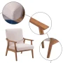 Ktaxon Mid-Century Accent Chair Modern Arm Chair with Solid Wood Frame,Teddy Velvet Fabric Club Chair,Beige - Image 3