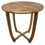 Carina Teak Brown Round Wood Outdoor Patio Accent Table - Image 2