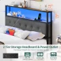 Full Size LED Light Bed Frame with Storage Headboard and USB Ports,Bed Platform with Drawers, RGB Lights - Image 4