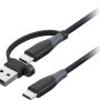 Insignia™ - 6’ 2-in-1 USB-C to USB-C Charge-and-Sync Cable with USB Adapter - Black - Image 1