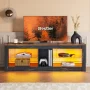 Bestier LED TV Stand for 65 inch TVs, Entertainment Center with Storage,TV Console Table for Living Room with Adjustable Shelves,Golden Black - Image 6