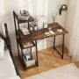 Brown Computer Desk with Shelves and 3-Tier Storage Bookshelf - Image 5