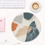 Auhoahsil Mouse Pad, Abstract Art Round Non-Slip Rubber Mousepad with Stitched Edges for Wireless Mouse Laptop Computer Gaming Office Travel Men Women Kids, Cute Design, 8.7 x 8.7 in, Boho Leaves - Image 2