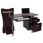Rectangular Chocolate 2 Drawer Computer Desk with Keyboard Tray - Image 2