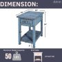 Country Cottage 23 in. Wood End Table with Drawer, Rectangular Antique Blue Farmhouse Side Table or Rustic Nightstand - Image 4
