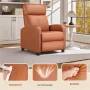 Alden Design Faux Leather Push Back Theater Recliner Chair with Footrest, Tan - Image 6