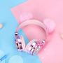 Girls Headphones for Kids with Microphone Glitter Bear Ear Cute Wired Kids Headsets for School Christmas (Pink) - Image 5
