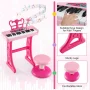 37-Key Kids Piano Keyboard Toy Musical Electronic Instrument with Stool Pink - Image 3