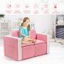 Pink Multi-functional Convertible Kids Play Sofa and Table Chair Set - Image 2