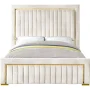 Meridian Furniture Dolce Solid Wood and Velvet Queen Bed in Cream - Image 3