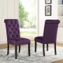 Roundhill Furniture Leviton Solid Wood Tufted Asons Dining Chair (Set of 2), Purple - Image 2