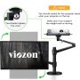 Viozon Monitor and Laptop Mount, 2-in-1 Adjustable Dual Arm Desk Mounts Single Desk Arm Stand/Holder for 17 to 32 Inch LCD Computer Screens, Extra Tray Fits 12 to 17 inch Laptops (Black) - Image 5