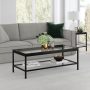 Alexis 45 in. Blackened Bronze Rectangle Glass Top Coffee Table with Shelf - Image 5