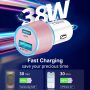 38W USB C Car Charger Adapter, 20W Fast USB-C & 18W Rapid QC3.0 Ports, 12V Cigarette Lighter Adapter for iPhone 17/16 /15, Samsung S26, Google Pixel, Android Phones Auto Accessories for Women- Pink - Image 5